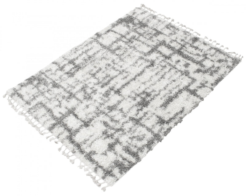 Carpette à poil long Helma Urban gris claircrème 5 pi 3 po x 7 pi 3 po