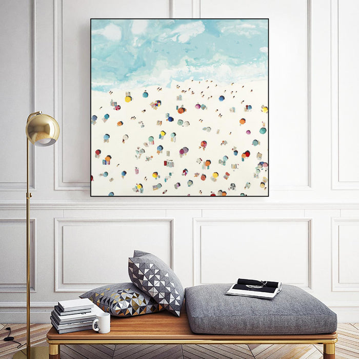 Œuvre d'art murale sur toile encadrée noire « Beach Days » 20 x 20