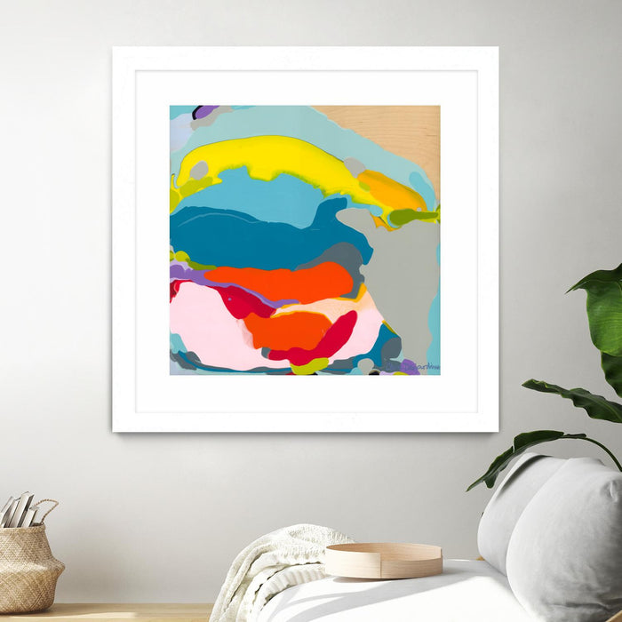 Œuvre d’art murale encadrée blanche et mate « Free Falling » 36 x 36