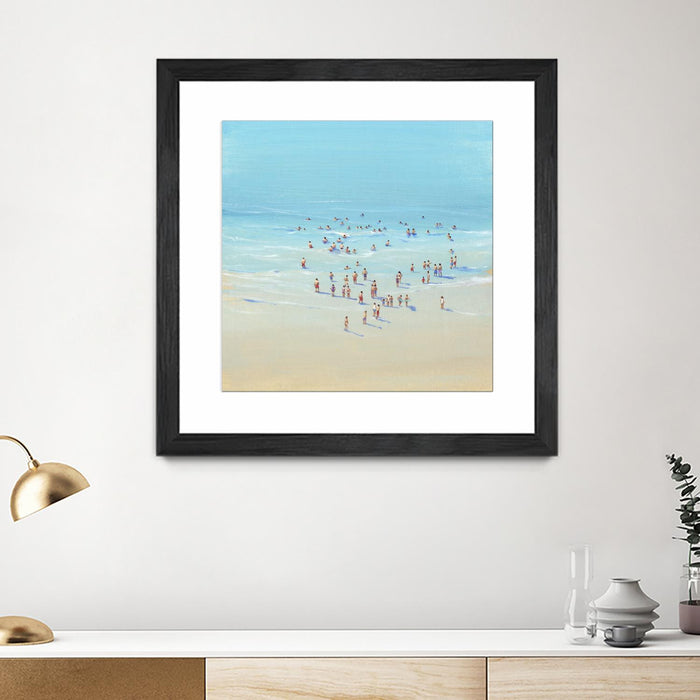 Œuvre d’art murale encadrée noire et mate « Beach Day Ii » 30 x 30