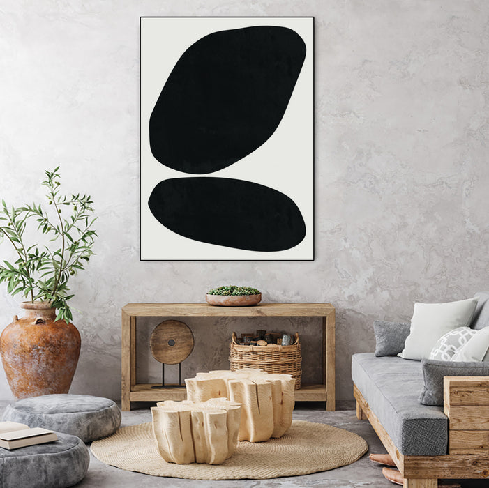 Œuvre d'art murale sur toile encadrée noire « Black Abstract Ii » 24 x 32
