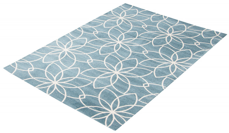 Carpette Terali turquoise lavable à la machine - 3 pi 0 po x 5 pi 0 po