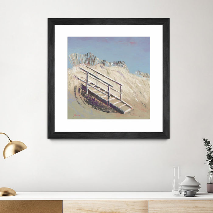 Œuvre d’art murale encadrée noire et mate « Beach Access » 36 x 36