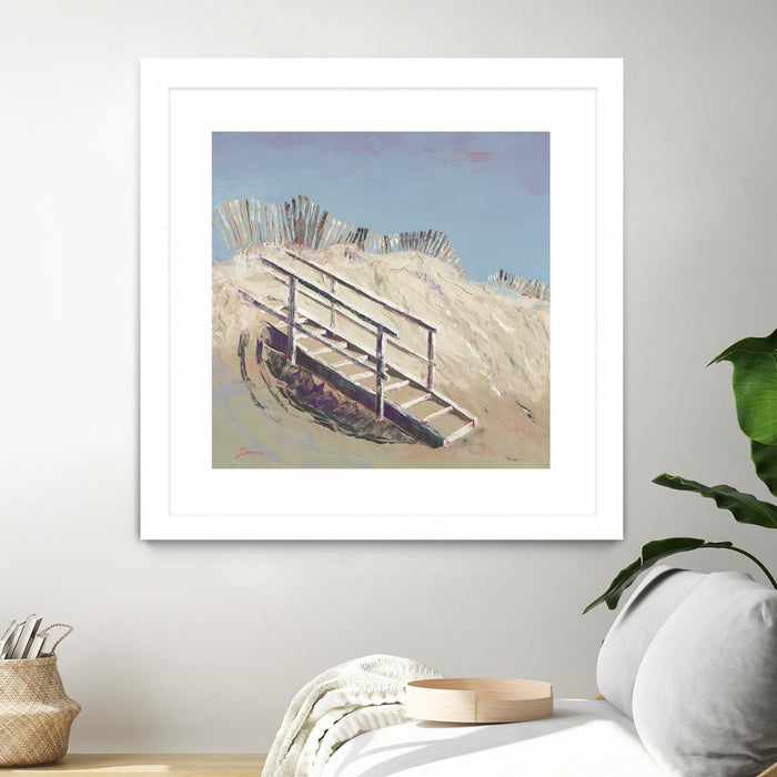 Œuvre d’art murale encadrée blanche et mate « Beach Access » 36 x 36