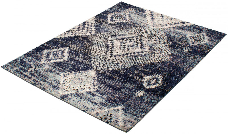 Carpette Makondo Mosaique bleu - 5 pi 3 pox 7 pi 3 po