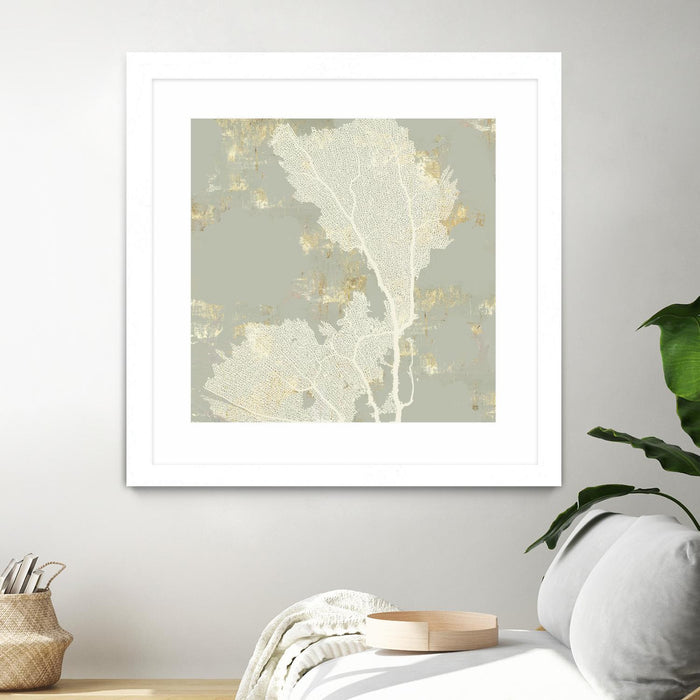 Œuvre d’art murale encadrée blanche et mate « Sea Coral Ii » 30 x 30