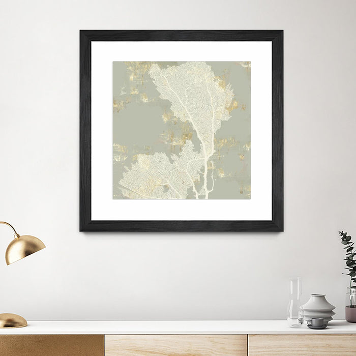 Œuvre d’art murale encadrée noire et mate « Sea Coral Ii » 30 x 30