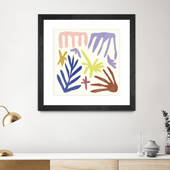 Œuvre d’art murale encadrée noire et mate « Coral Construction Ii » 36 x 36