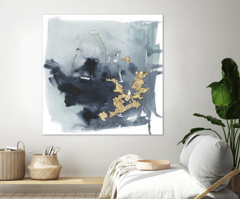 Œuvre d’art murale Giant Art « Cerulean & Gold I » 54 x 54