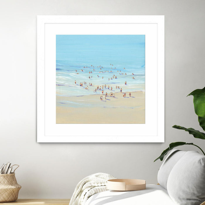 Œuvre d’art murale encadrée blanche et mate « Beach Day I » 36 x 36