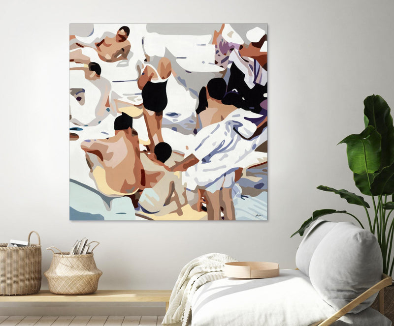 Œuvre d’art murale Giant Art « Tammy & Greg's Pool Party » 72 x 72