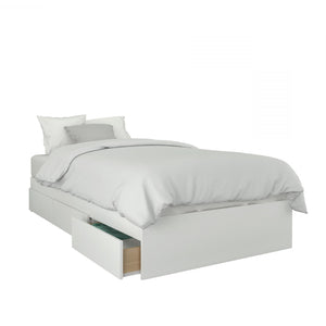 Nordika Twin 3-Drawer Platform Bed - White | Lit plateforme simple Nordika à 3 tiroirs - blanc | D08HR7YG