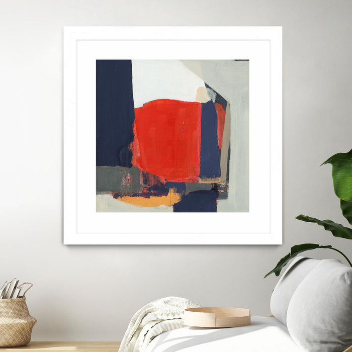 Œuvre d’art murale encadrée blanche et mate « Orange Crush V6 » 30 x 30