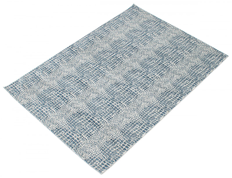 Carpette Kecia bleue/crème 3 pi 11 po x 5 pi 11 po