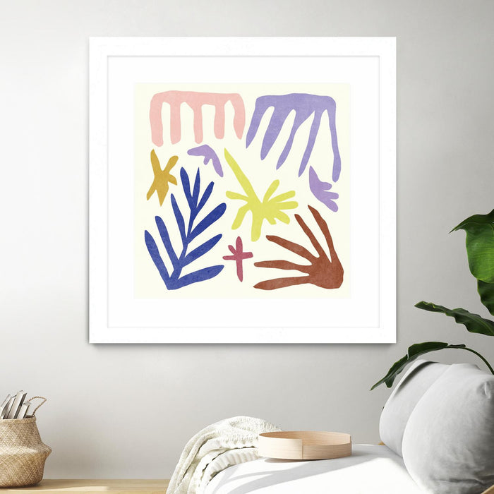 Œuvre d’art murale encadrée blanche et mate « Coral Construction Ii » 36 x 36