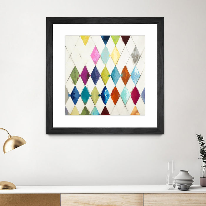 Œuvre d’art murale encadrée noire et mate « Diamonds » 30 x 30