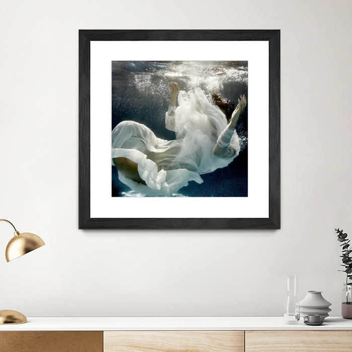 Œuvre d’art murale encadrée noire et mate « Float 3 » 30 x 30