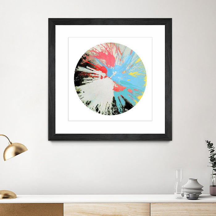Œuvre d’art murale encadrée noire et mate « Spin Art 10 » 30 x 30