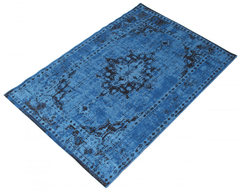 Carpette Chenta bleue 6 pi 7 po x 9 pi 6 po