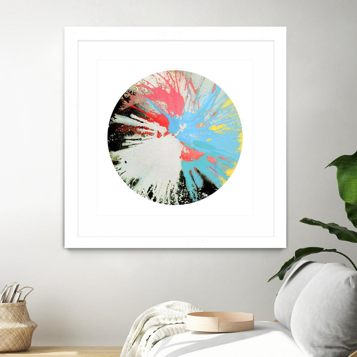 Œuvre d’art murale encadrée blanche et mate « Spin Art 10 » 30 x 30