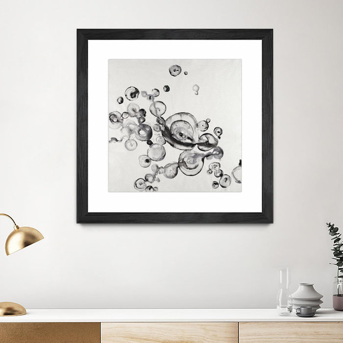 Œuvre d’art murale encadrée noire et mate « Transparent Onyx » 36 x 36