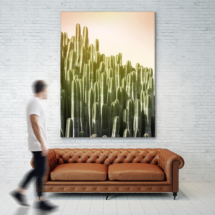 Œuvre d’art murale Giant Art « Pink Sky Cactus » 72 x 54
