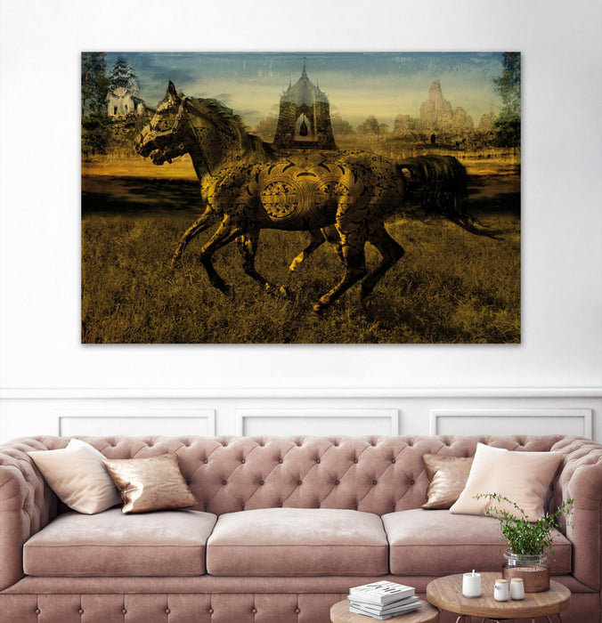 Œuvre d’art murale Giant Art « 2 Horses » 72 x 48