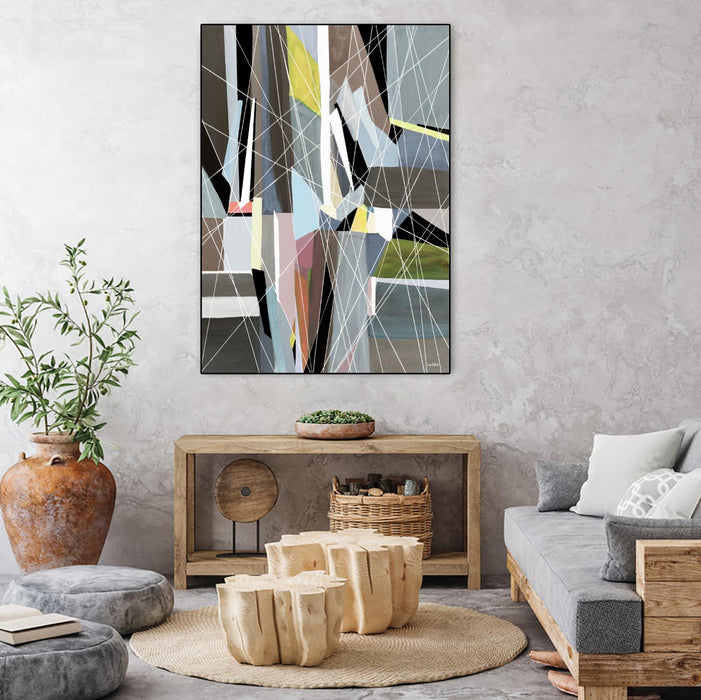 Œuvre d’art murale sur toile encadrée noire « Oceanrain » 24 x 32