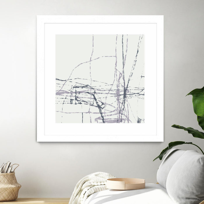 Œuvre d’art murale encadrée blanche et mate « Chalk Doodles H » 30 x 30