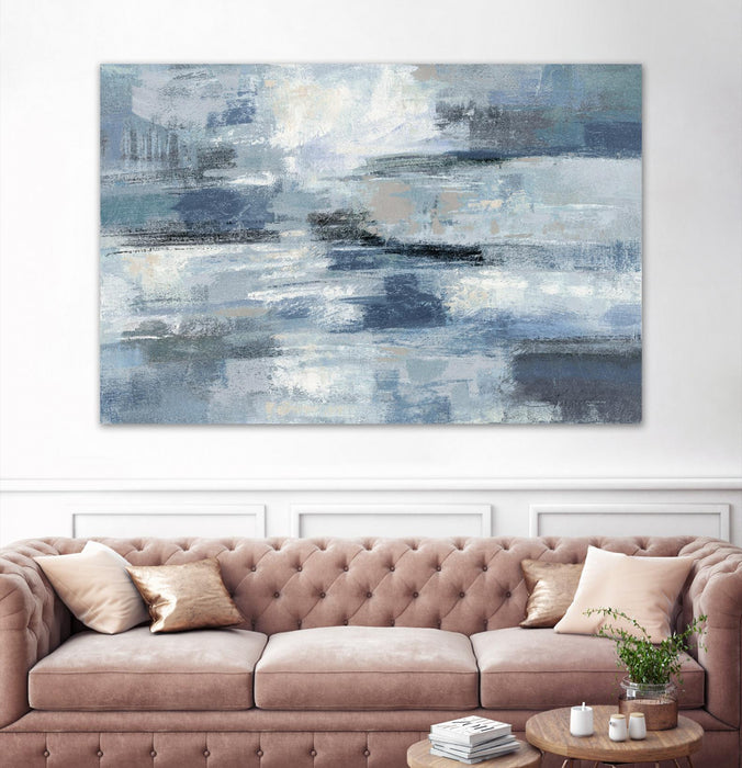 Œuvre d’art murale Giant Art « Clear Water Indigo And Gray » 72 x 48