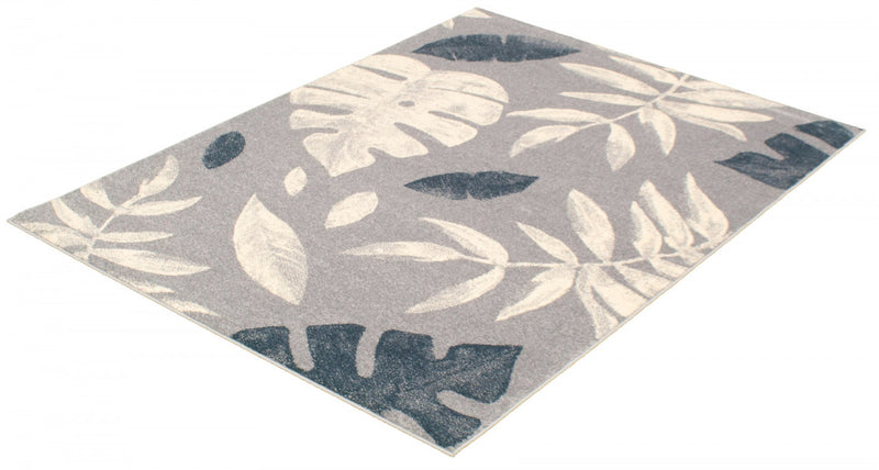 Carpette Palta argent-couleur pétrole - 3 pi 11 pox 5 pi 7 po