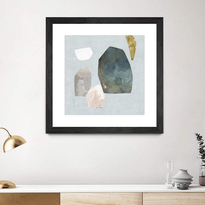 Œuvre d’art murale encadrée noire et mate « Assembly I » 36 x 36