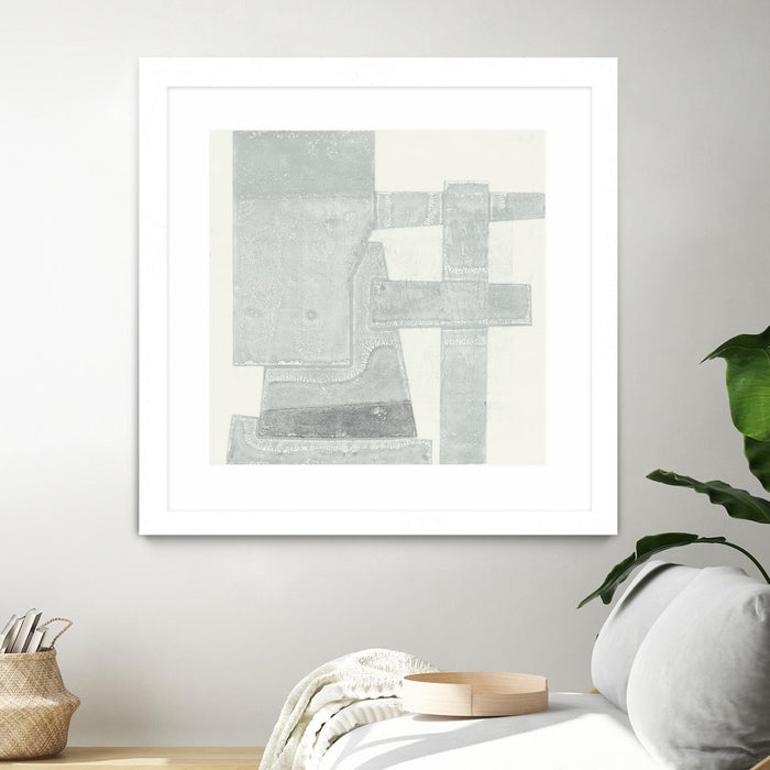 Œuvre d’art murale encadrée blanche et mate « Orien » 30 x 30