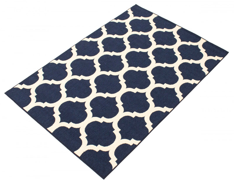 Carpette Sophie ivoirebleu marine - 5 pi 3 po x 7 pi 7 po