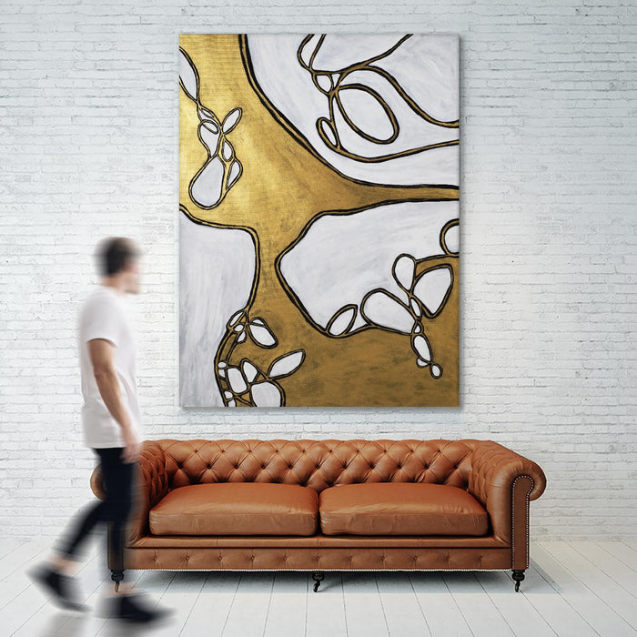 Œuvre d’art murale Giant Art « Mocha Latte -gold - 1 » 72 x 54
