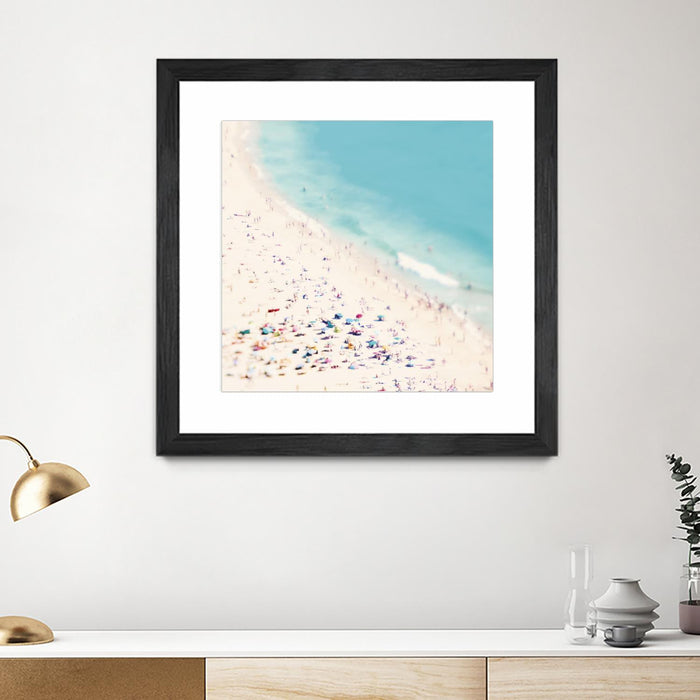 Œuvre d’art murale encadrée noire et mate « Beach Love » 30 x 30