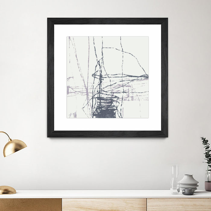 Œuvre d’art murale encadrée noire et mate « Chalk Doodles G » 36 x 36