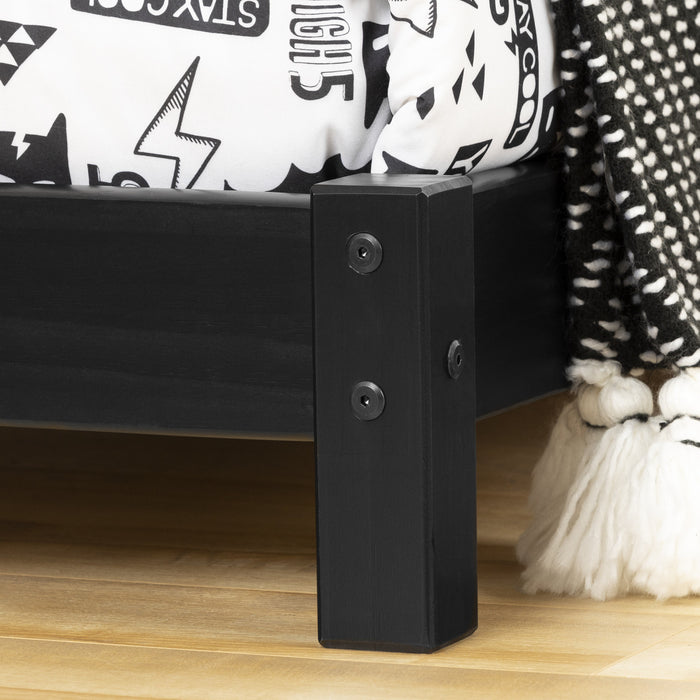 Sweedi Lit avec tête de lit maison Simple - Noir mat