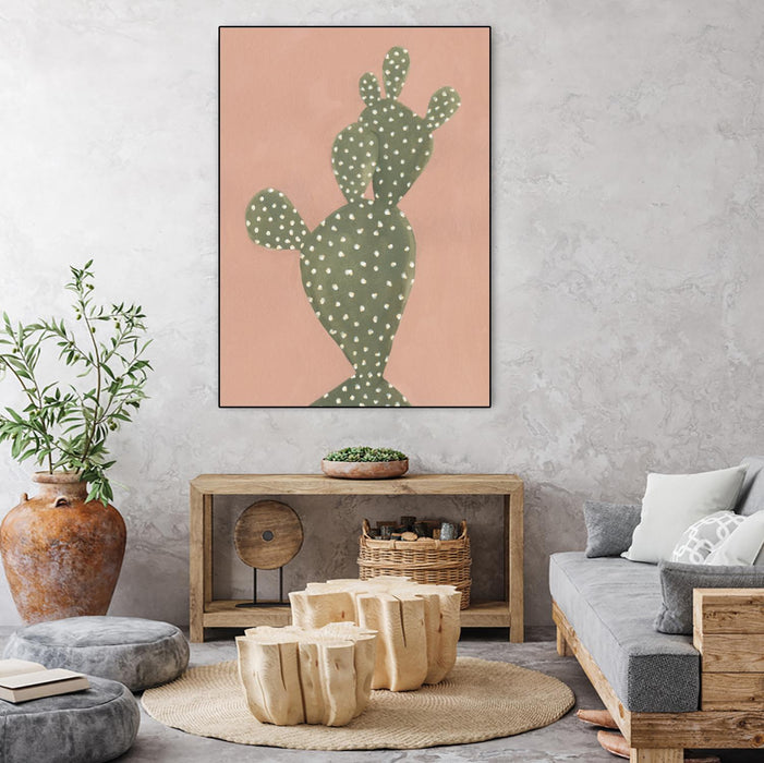 Œuvre d'art murale sur toile encadrée noire « Coral Cacti Ii » 24 x 32