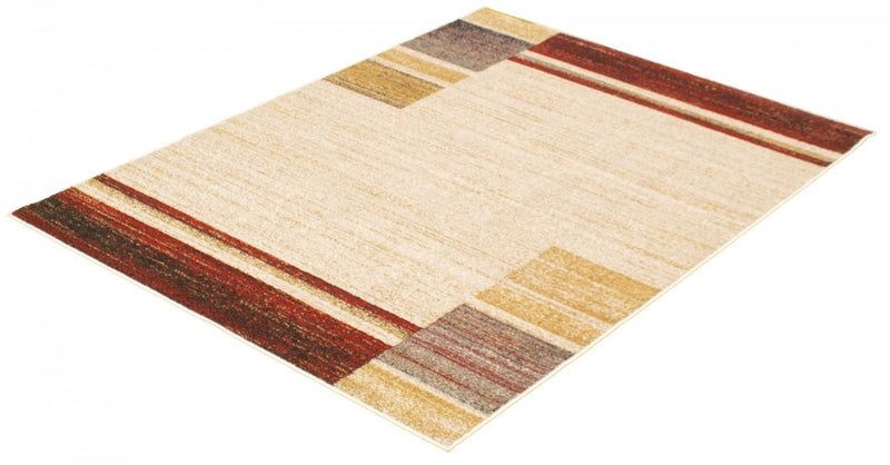 Carpette Aya ivoire-rouge - 7 pi 10 pox 10 pi 2 po