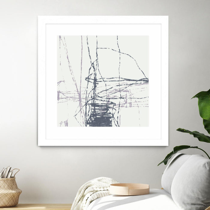 Œuvre d’art murale encadrée blanche et mate « Chalk Doodles G » 30 x 30