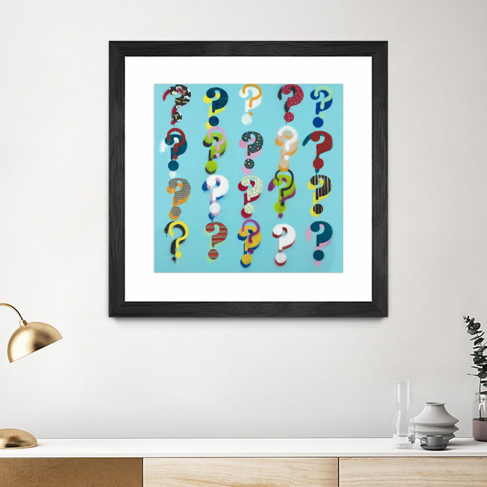 Œuvre d’art murale encadrée noire et mate « Pop The Question » 30 x 30