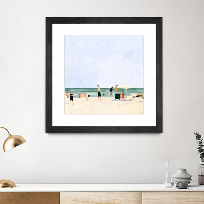 Œuvre d’art murale encadrée noire et mate « Family Vacation I » 30 x 30