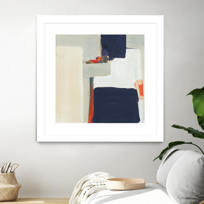 Œuvre d’art murale encadrée blanche et mate « Bay Bridge V1 » 30 x 30