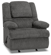  Fauteuil berçant inclinable Design à mon image de 38 po en tissu de chenille avec accoudoirs de rangement - gris graphite atlantique