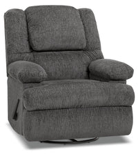  Fauteuil pivotant, berçant et inclinable Design à mon image de 38 po en tissu de chenille avec accoudoirs de rangement - gris graphite atlantique