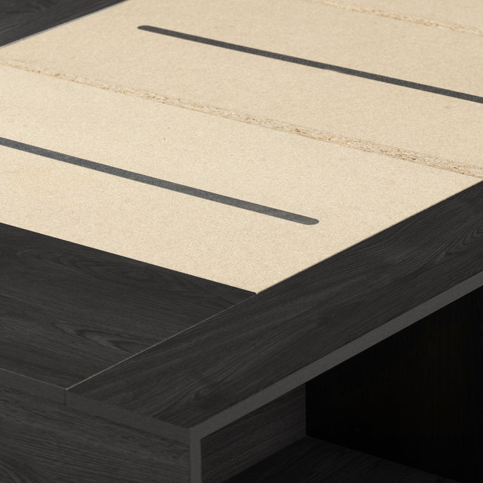 Lit simple plateforme Hourra avec rangement ouvert - chêne gris 