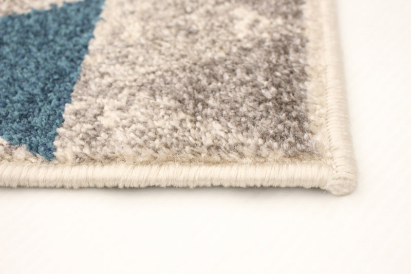 Carpette Raja ivoire-bleu - 5 pi 3 pox 7 pi 3 po