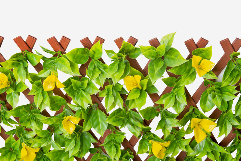 Treillis de PVC extensible 36 po x 72 po avec feuilles de clématite jaunes