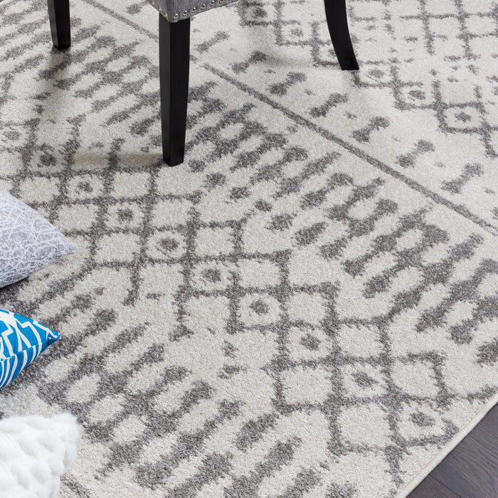 Carpette Lav grise à motifs marocains 5 x 8